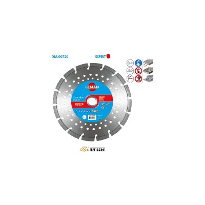 LEMAN  - Disque Diamant Segments B&eacute;ton Arm&eacute;, Acier 350x25,4 Ht 10