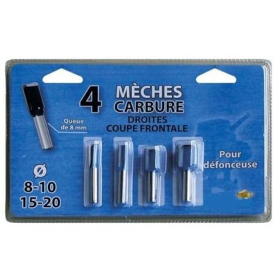 LEMAN  - Lot de 4 fraises de d&eacute;fonceuse &agrave; rainer droites - 428.700.04