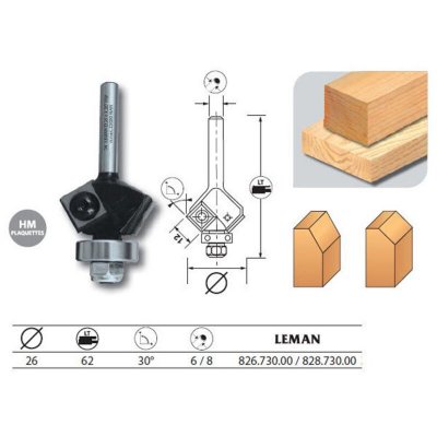 LEMAN  - M&egrave;che d'affleureuse 2 plaquettes Diam. 26 pente 30&deg; q.8 + guide - 828.730.00