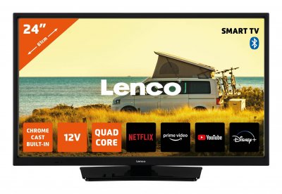 LENCO  24 Smart TV Android avec adaptateur voiture 12&nbsp;V LED-2463BK Noir