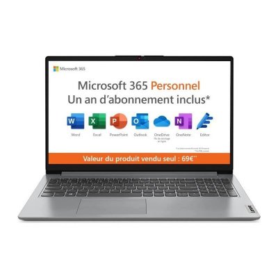 LENOVO  IdeaPad 1 15IGL7 82V7 - Celeron N4120 1.1 GHz 4 Go RAM 128 Go SSD Gris AZERTY