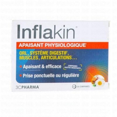 3C PHARMA LES 3 CH&Ecirc;NES Inflakin apaisant physiologique x30 comprim&eacute;s