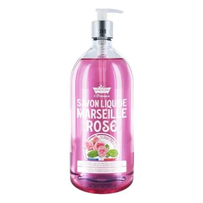 LES PETITS BAINS DE PROVENCE  Savon liquide de Marseille parfum rose 1L