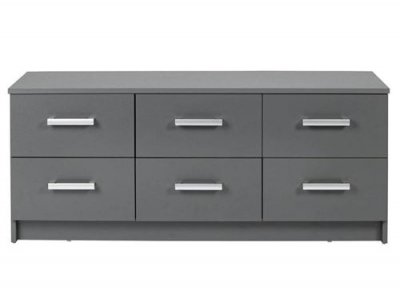 NON RENSEIGNE Les Tendances - Commode gris graphite 6 tiroirs Reta 122 cm