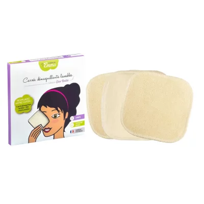 LES TENDANCES D EMMA Les Tendances d'Emma 3 Carr&eacute;s D&eacute;maquillants Lavables Coton Bio Biface