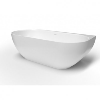 Lesly Baignoire semi-&icirc;lot 170 x 82 cm en marbre coul&eacute;, Blanc (LE1700)