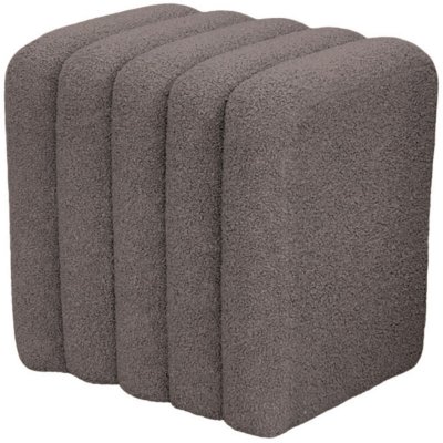 DRAWER Leto - Pouf rembourr&eacute; en tissu bouclette - Taupe