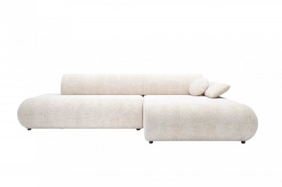 Levi - Canap&eacute; D'angle Convertible Tissu Lisse 3 Places Beige Droit