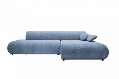 CASANOVA PARIS Levi - Canap&eacute; D'angle Convertible Tissu Lisse 3 Places Bleu Droit