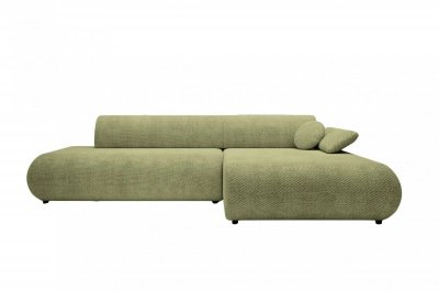 Levi - Canap&eacute; D'angle Convertible Tissu Lisse 3 Places Vert Droit