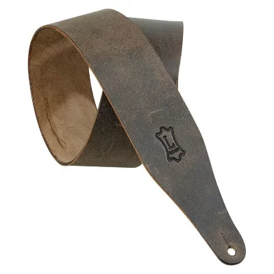 LEVY S Levy's M17D Sangle de Guitare Veg-tan Leather Distressed 2 1/2"" - Dark Brown