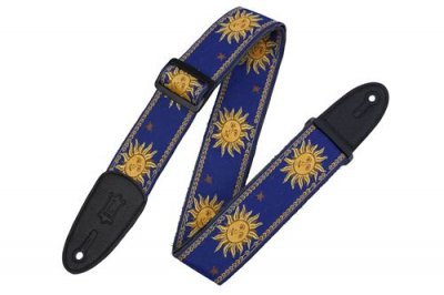 LEVY S Levy's Polyester/Vinyl Guitar Strap - Jacquard Sun - Blue
