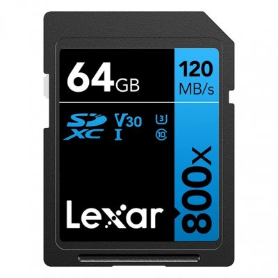 LEXAR  Carte SDXC 64GB UHS-I V30 S&eacute;rie Blue (800x)