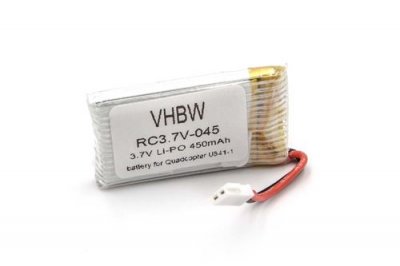  Li-Ion batterie 450mAh (3.7V) pour mod&egrave;le r&eacute;duit quadrirotor U841-1, U841-16, U843 - Vhbw