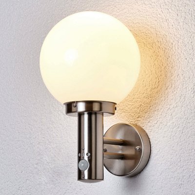 LINDBY  applique d'ext&eacute;rieur Nada, acier inoxydable, verre, capteur, E27