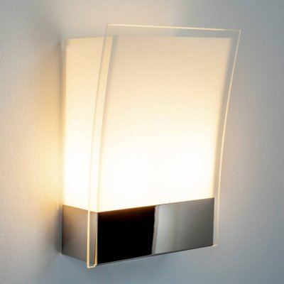 LINDBY  Applique murale Malthe, hauteur 27 cm, chrome, verre, m&eacute;tal