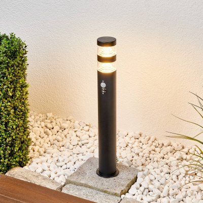 LINDBY  Borne lumineuse LED Lanea, 60 cm, noir, d&eacute;tecteur de mouvement