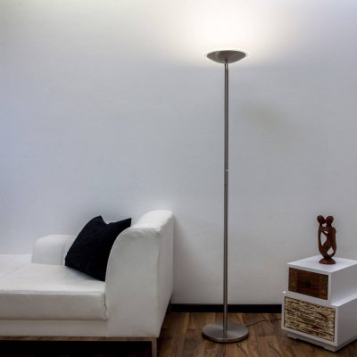 LINDBY  Lampadaire &agrave; &eacute;clairage indirect LED Malea, 180 cm, nickel, m&eacute;tal