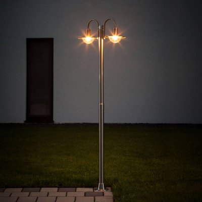 LINDBY  lampadaire d'ext&eacute;rieur Damion, 200 cm, &agrave; 2 lampes, E27, IP44