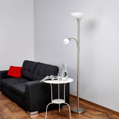 LINDBY  Lampadaire indirect Elaina liseuse, nickel mat