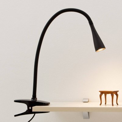 LINDBY  lampe &agrave; pince LED Baris, hauteur 44 cm, noir, 3000K
