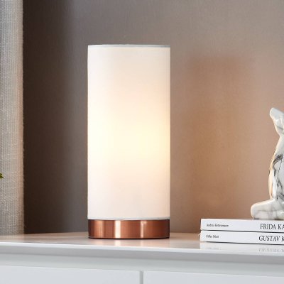 LINDBY  Lampe &agrave; poser blanche Ronja &agrave; pied couleur cuivre