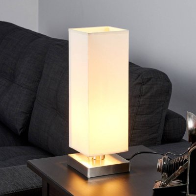 LINDBY  lampe &agrave; poser Martje, hauteur 35 cm, blanc, textile, m&eacute;tal