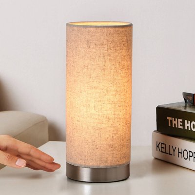 LINDBY  lampe &agrave; poser Ronja, hauteur 26 cm, cr&egrave;me, textile