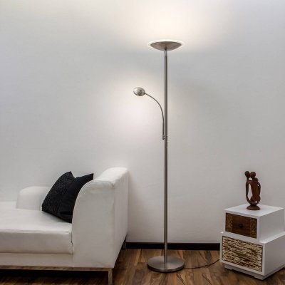 LINDBY  Malea lampadaire indirect LED avec liseuse, nickel