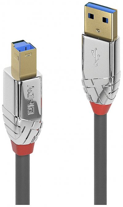 LINDY  36661 c&acirc;ble usb 1 m usb a usb b chrome, gris (1m usb 3.0 cromo)