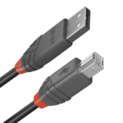 LINDY  36671, 0,5 m, USB A, USB B, 2.0, 480 Mbit-s, Noir, Gris