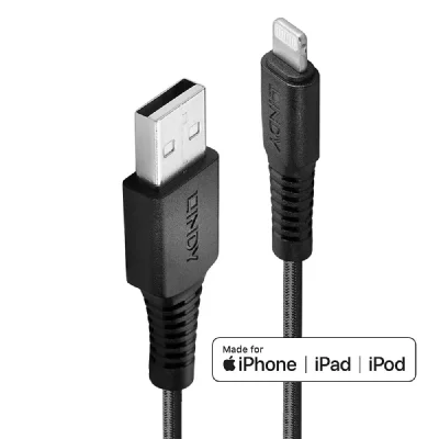 LINDY  C&acirc;ble de charge haute r&eacute;sistance USB Type A vers Lightning 3m