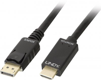 LINDY  C&acirc;ble DisplayPort vers HDMI 4K30 (DP:passif) - 0,5m