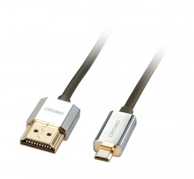 LINDY  c&acirc;ble hdmi slim - compatible hdmi 2.0 ultra hd avec ethernet cromo - type a/d - 1m