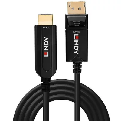LINDY  C&acirc;ble Hybride Fibre Optique DisplayPort 1.2 vers HDMI 18G, 20m