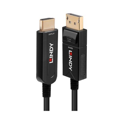 LINDY  C&acirc;ble Hybride Fibre Optique DisplayPort 1.2 vers HDMI 18G, 40m