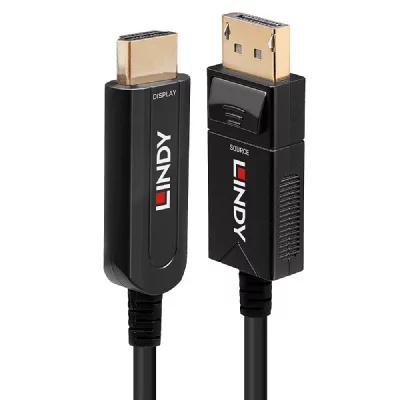 LINDY  C&acirc;ble Hybride Fibre Optique DisplayPort 1.2 vers HDMI 18G, 50m