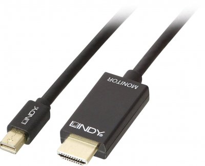 LINDY  C&acirc;ble Mini DisplayPort vers HDMI 4K30 (DP:passif) - 1m