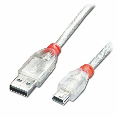 LINDY  C&acirc;ble USB 2.0 A vers Mini-B, Transparent, 1m