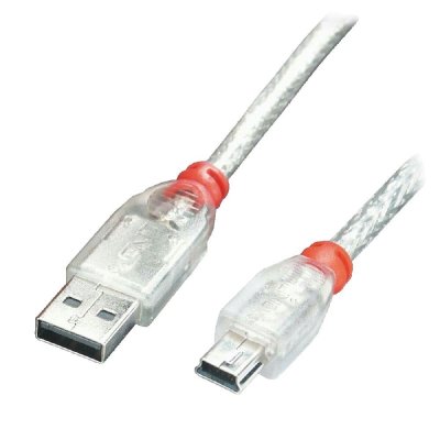 LINDY  C&acirc;ble USB 2.0 A vers Mini-B, Transparent, 2m