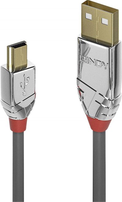 LINDY  C&acirc;ble USB 2.0 type A vers Mini-B - Cromo Line - 3m