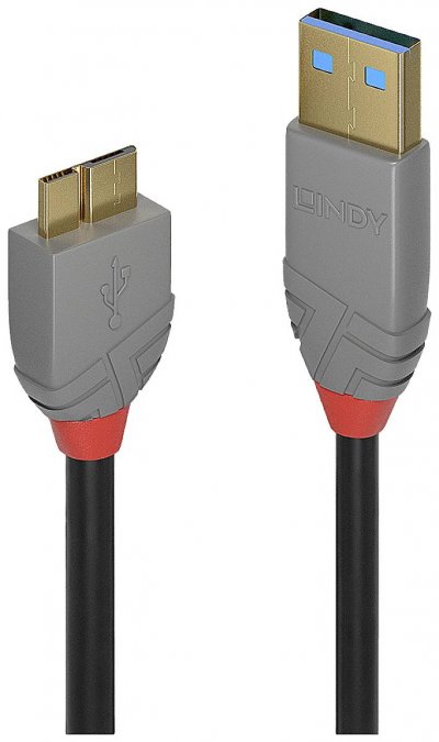 LINDY  C&acirc;ble USB 3.2 Type A vers Micro-B 5Gbit/s. Anthra Line 3m