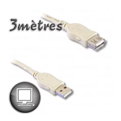 LINEAIRE Lin&eacute;aire PcUSB211E C&acirc;ble Rallonge USB A 2.0 M&acirc;le/Femelle, 3m
