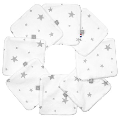 SEVIRA KIDS Lingettes b&eacute;b&eacute; lavables en 100% coton 8 pi&egrave;ces- STELLA 
