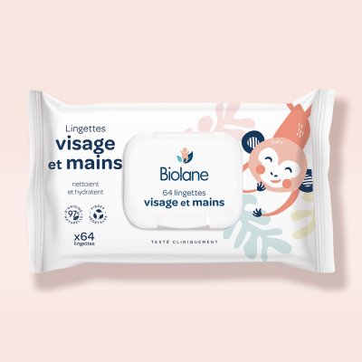 BIOLANE Lingettes B&eacute;b&eacute; Visage/mains  - Le Paquet De 64 Lingettes
