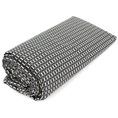 LINNEA  Drap Housse imprim&eacute; 180x200 cm Satin de Coton Enzo Noir