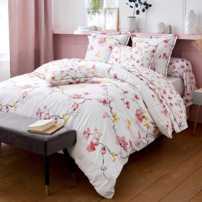 LINNEA  Drap Plat 180x290 cm Percale 100% Coton Elisa Rose
