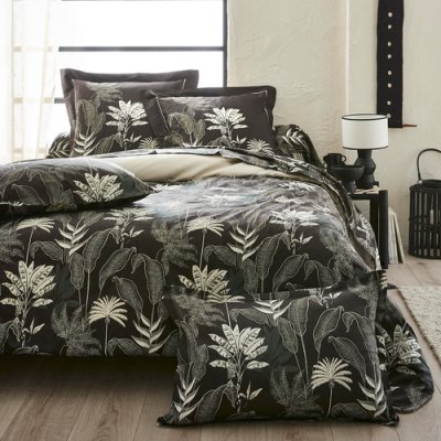 LINNEA  Housse de couette 240x220 cm satin de coton CAYENNE noir Eb&egrave;ne