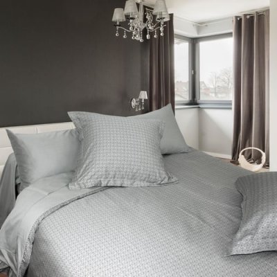 LINNEA  Housse de couette 240x220 cm Satin de coton ETOILE Gris clair