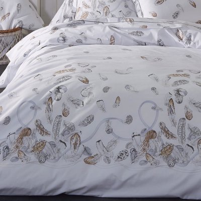 LINNEA  - Housse de couette percale pur coton plumes 260x240 cm - Blanc